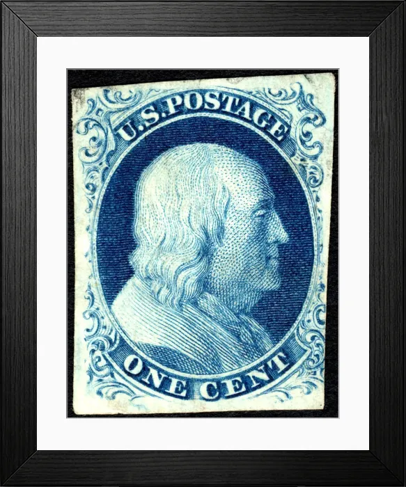 Framed Print : 1c Franklin type III single, 1851. Creator: Unknown Framed Print : 1c Franklin type III single, 1851. Creator: Unknown