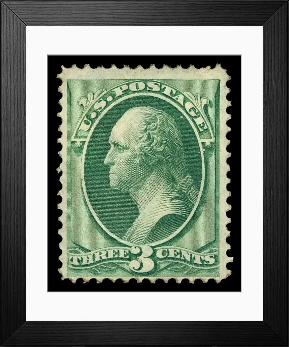 Framed Print : 3c Washington grilled single, March 1870. Creator: Unknown Framed Print : 3c Washington grilled single, March 1870. Creator: Unknown