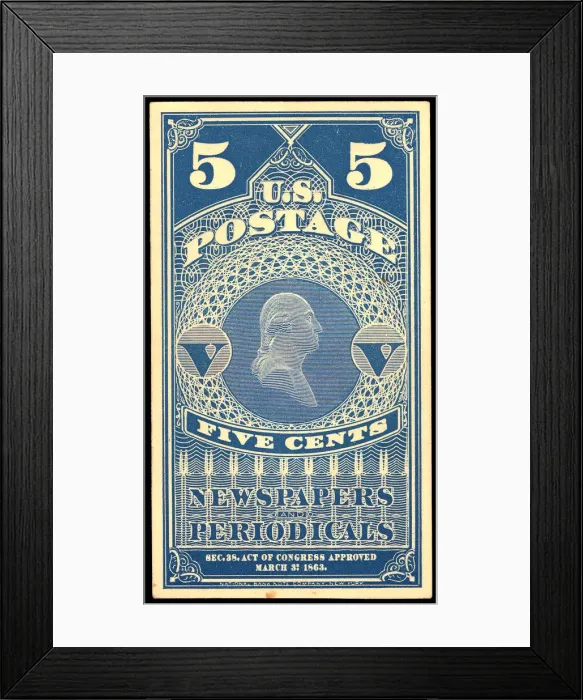 Framed Print : 5c Washington Newspapers and Periodicals trial color proof, 1865. Creator: Unknown Framed Print : 5c Washington Newspapers and Periodicals trial color proof, 1865. Creator: Unknown