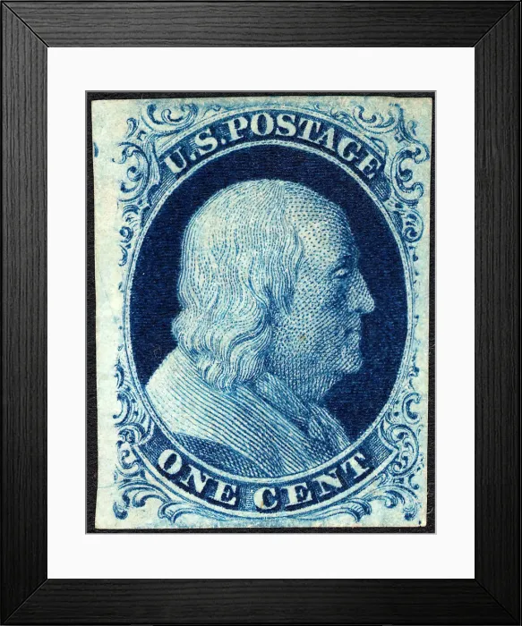 Framed Print : 1c Franklin type II single, 1851. Creator: Unknown Framed Print : 1c Franklin type II single, 1851. Creator: Unknown