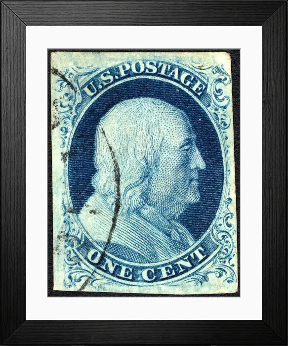 Framed Print : 1c Franklin type IIIa single, 1851. Creator: Unknown Framed Print : 1c Franklin type IIIa single, 1851. Creator: Unknown