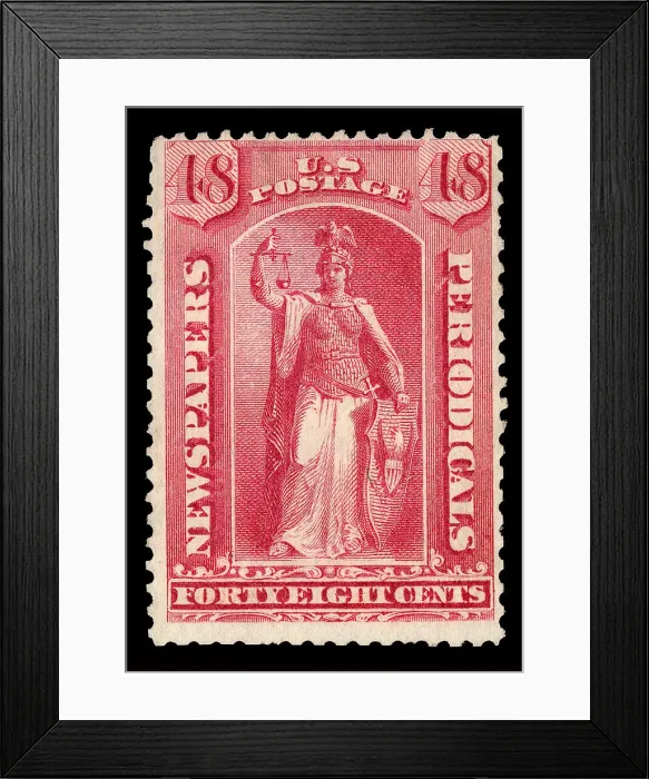 Framed Print : 48c Justice Newspapers and Periodicals imprint single, 1875. Creator: Unknown Framed Print : 48c Justice Newspapers and Periodicals imprint single, 1875. Creator: Unknown