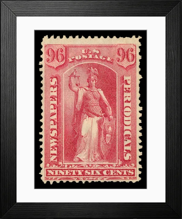 Framed Print : 96c Justice Newspapers and Periodicals imprint single, 1875. Creator: Unknown