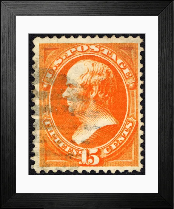 Framed Print : 15c Daniel Webster grilled single, 1870. Creator: Unknown Framed Print : 15c Daniel Webster grilled single, 1870. Creator: Unknown