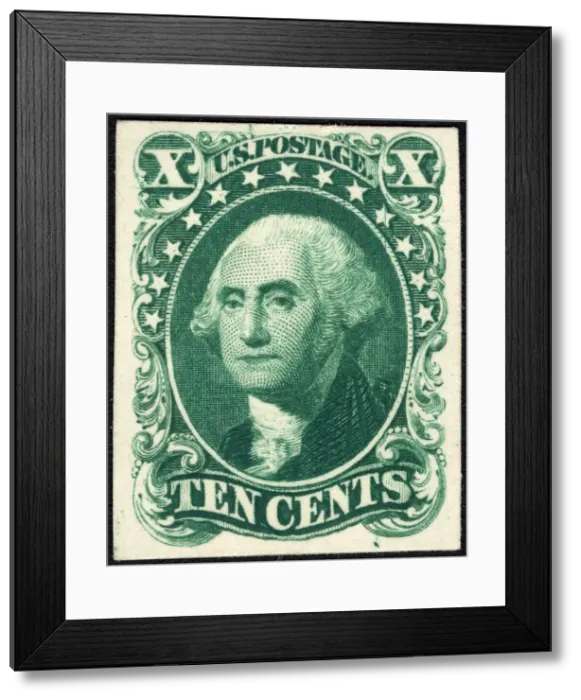 Framed Print : 10c Washington trial color card proof, 1881. Creator: American Bank Note Company Framed Print : 10c Washington trial color card proof, 1881. Creator: American Bank Note Company