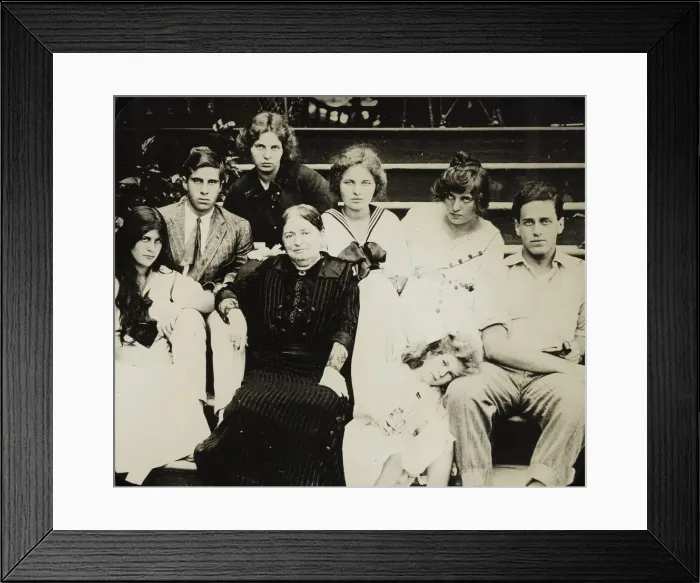 Framed Print : Untitled (Stieglitzs mother Hedwig with grandchildren on Oaklawn steps), c. 1916 Framed Print : Untitled (Stieglitzs mother Hedwig with grandchildren on Oaklawn steps), c. 1916