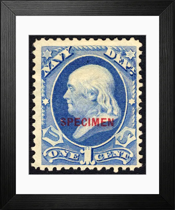 Framed Print : 1c Franklin Navy Department special printing single, 1875. Creator: Unknown Framed Print : 1c Franklin Navy Department special printing single, 1875. Creator: Unknown
