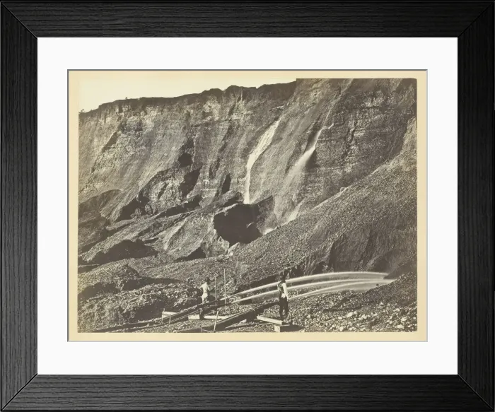 Framed Print : Hydraulic Gold Mining, Near Dutch Flats, California, C. P. R. R. 1868  /  69