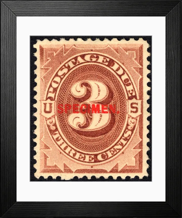 Framed Print : 3c Postage Due specimen overprint single, 1884. Creator: Unknown Framed Print : 3c Postage Due specimen overprint single, 1884. Creator: Unknown