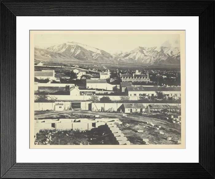 Framed Print : Salt Lake City, Camp Douglas and Wasatch Mountains in the Background, 1868 / 69 Framed Print : Salt Lake City, Camp Douglas and Wasatch Mountains in the Background, 1868 / 69