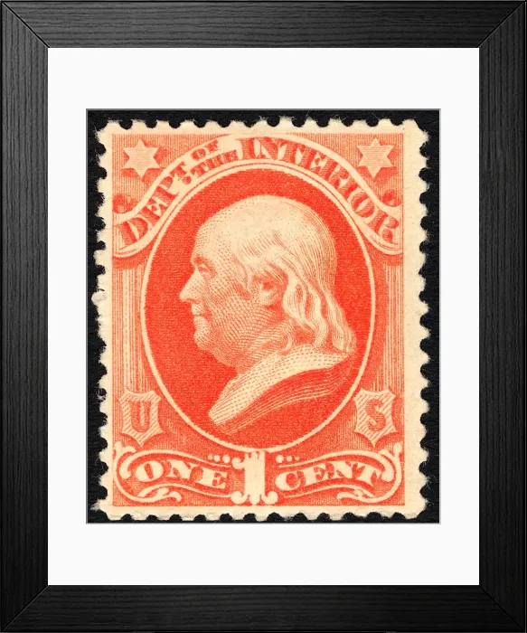 Framed Print : 1c Franklin Interior Department single, 1879. Creator: Unknown Framed Print : 1c Franklin Interior Department single, 1879. Creator: Unknown