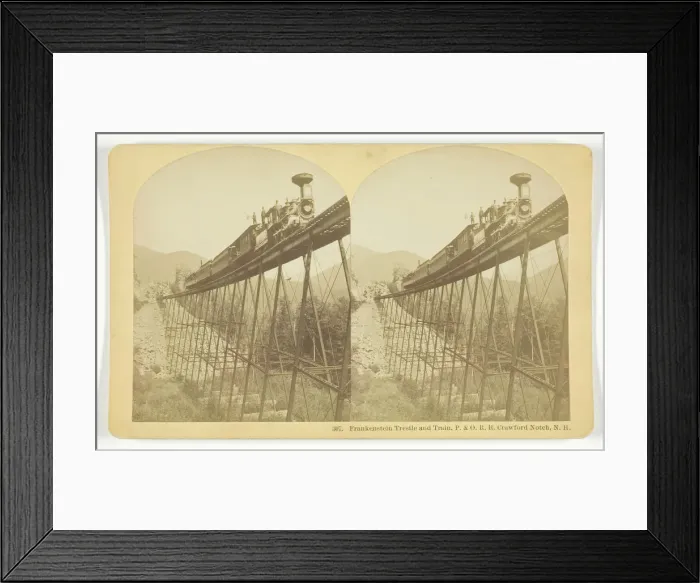 Framed Print : Frankenstein Trestle and Train, P. & O. R. R. Crawford Notch, N. H. late 19th century Framed Print : Frankenstein Trestle and Train, P. & O. R. R. Crawford Notch, N. H. late 19th century