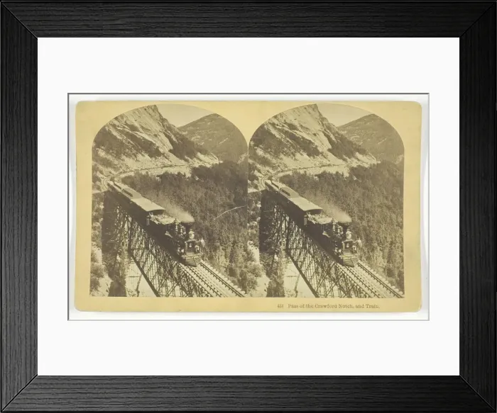 Framed Print : Pass of the Crawford Notch, and Train, late 19th century. Creator: BW Kilburn Framed Print : Pass of the Crawford Notch, and Train, late 19th century. Creator: BW Kilburn