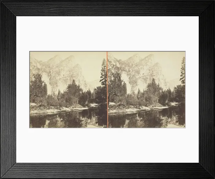 Framed Print : Three Brothers, 4480 ft. Yosemite, 1861 / 76. Creator: Carleton Emmons Watkins Framed Print : Three Brothers, 4480 ft. Yosemite, 1861 / 76. Creator: Carleton Emmons Watkins