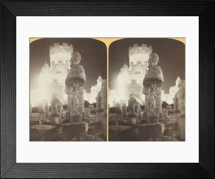 Framed Print : Snow figures and East front of Palace, night scene, 1886 / 88 Framed Print : Snow figures and East front of Palace, night scene, 1886 / 88