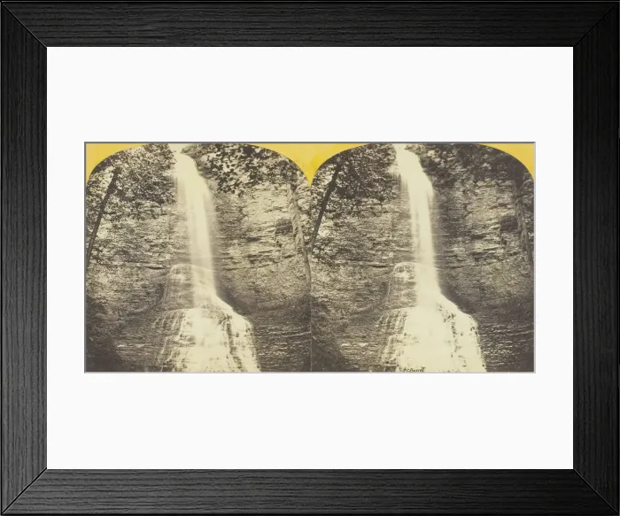 Framed Print : Lick Brook, near Ithaca, N. Y. Upper Falls, 160 feet high, 1860 / 65. Creator: J. C. Burritt Framed Print : Lick Brook, near Ithaca, N. Y. Upper Falls, 160 feet high, 1860 / 65. Creator: J. C. Burritt