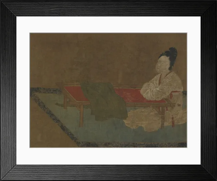 Framed Print : Girl seated at an embroidery frame, Ming dynasty, 15th century. Creator: Unknown Framed Print : Girl seated at an embroidery frame, Ming dynasty, 15th century. Creator: Unknown