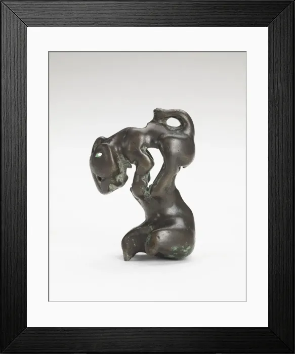Framed Print : Ornament in the form of a feline-like animal on a foot-shaped stand, Han dynasty Framed Print : Ornament in the form of a feline-like animal on a foot-shaped stand, Han dynasty