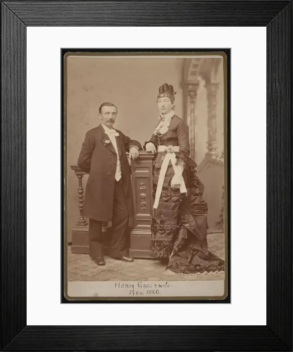Framed Print : Portrait of Henry Gass (1835-1884) and Wife Emma Dibble, November 1880 Framed Print : Portrait of Henry Gass (1835-1884) and Wife Emma Dibble, November 1880