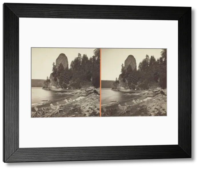 Framed Print : Rooster Rock, Columbia River, 1867. Creator: Carleton Emmons Watkins Framed Print : Rooster Rock, Columbia River, 1867. Creator: Carleton Emmons Watkins