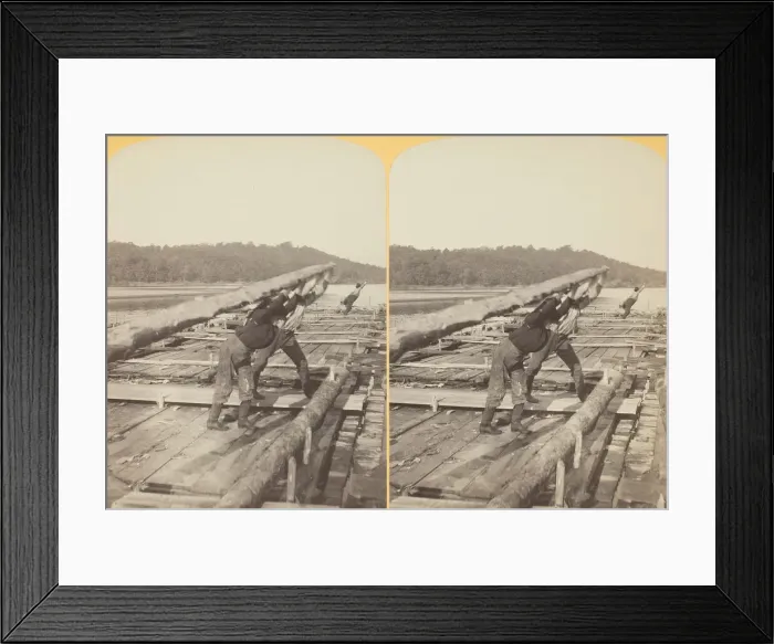 Framed Print : Making a Crossing. Hold Her Heavy, Pard. 1886. Creator: Henry Hamilton Bennett Framed Print : Making a Crossing. Hold Her Heavy, Pard. 1886. Creator: Henry Hamilton Bennett