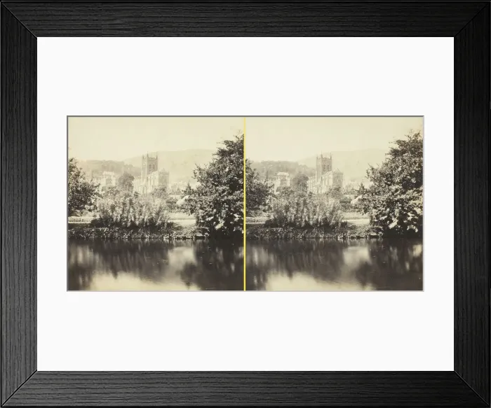 Framed Print : Malvern, the Priory Church, from the Swan Pool, 1850 / 94. Creator: Francis Bedford Framed Print : Malvern, the Priory Church, from the Swan Pool, 1850 / 94. Creator: Francis Bedford