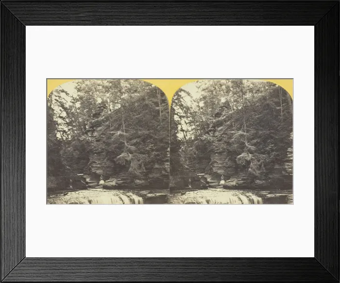 Framed Print : Buttermilk Creek, Ithaca, N. Y. Steeple Rock from below, 50 feet, 1860 / 65. Creator: J. C Framed Print : Buttermilk Creek, Ithaca, N. Y. Steeple Rock from below, 50 feet, 1860 / 65. Creator: J. C