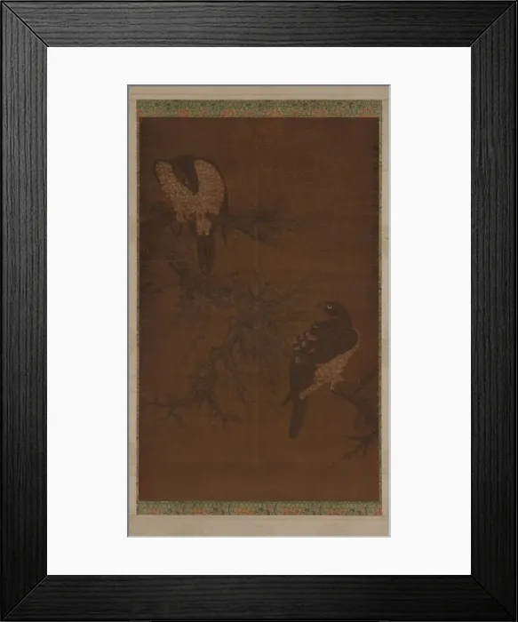 Framed Print : Two Hawks on a Withered Bough, Ming dynasty, 16th century. Creator: Unknown
