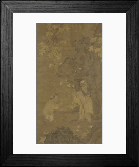 Framed Print : Two boys playing with the puppet of a lion, Ming dynasty, 15th-16th century. Creator: Unknown Framed Print : Two boys playing with the puppet of a lion, Ming dynasty, 15th-16th century. Creator: Unknown