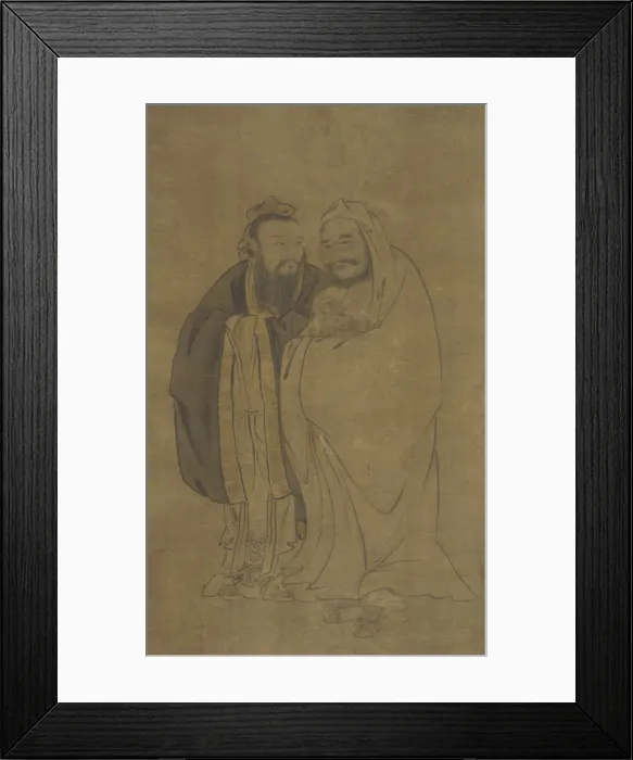 Framed Print : Confucius and Buddha Cradling a Qilin, Ming dynasty, 15th century. Creator: Unknown Framed Print : Confucius and Buddha Cradling a Qilin, Ming dynasty, 15th century. Creator: Unknown