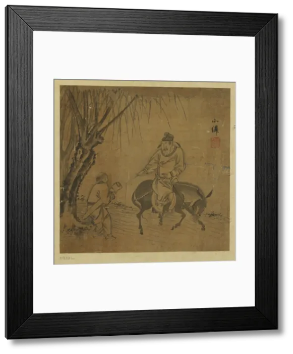 Framed Print : Mounted traveler and servant bearing a zither, Ming dynasty, 1368-1644. Creator: Unknown Framed Print : Mounted traveler and servant bearing a zither, Ming dynasty, 1368-1644. Creator: Unknown