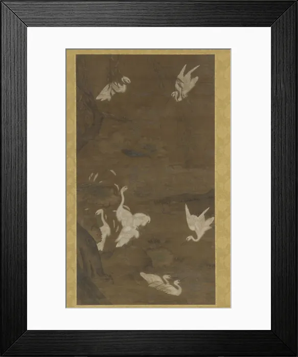 Framed Print : Nine White Egrets and a Willow Tree, Ming dynasty, 15th century. Creator: Unknown Framed Print : Nine White Egrets and a Willow Tree, Ming dynasty, 15th century. Creator: Unknown