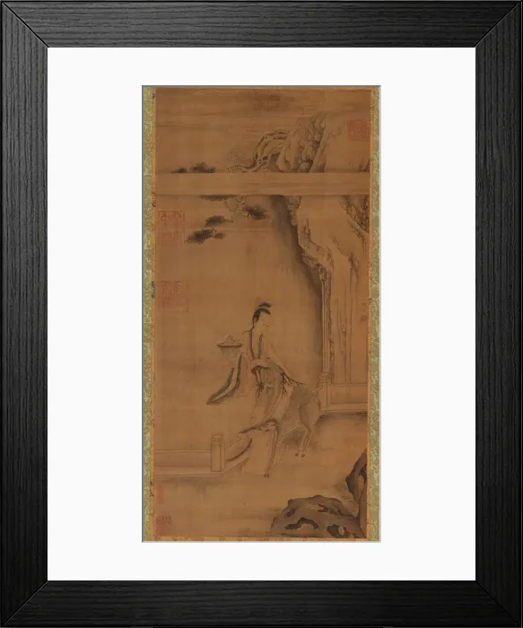 Framed Print : The Immortal Ma Gu with a Deer, Qing dynasty, 18th century. Creator: Unknown Framed Print : The Immortal Ma Gu with a Deer, Qing dynasty, 18th century. Creator: Unknown