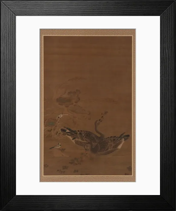 Framed Print : Two Geese Feeding in a Lotus Pond, Ming dynasty, 16th-17th century. Creator: Unknown Framed Print : Two Geese Feeding in a Lotus Pond, Ming dynasty, 16th-17th century. Creator: Unknown