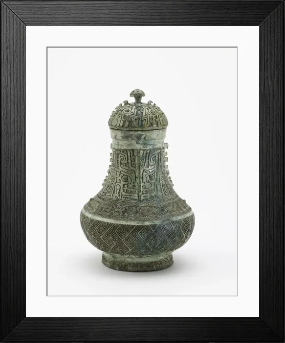Framed Print : Lidded ritual wine container (hu) with masks and dragons, Late Shang dynasty Framed Print : Lidded ritual wine container (hu) with masks and dragons, Late Shang dynasty