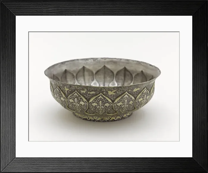 Framed Print : Lobed bowl with lotus petals, birds, animals... Early or mid-Tang dynasty Framed Print : Lobed bowl with lotus petals, birds, animals... Early or mid-Tang dynasty