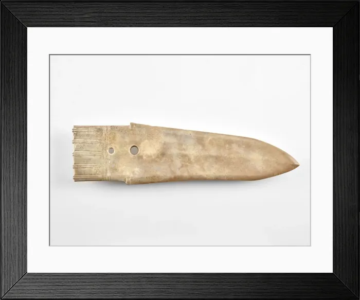 Framed Print : Dagger-axe (ge ?), fragment reworked, Erlitou culture or early Shang dynasty Framed Print : Dagger-axe (ge ?), fragment reworked, Erlitou culture or early Shang dynasty