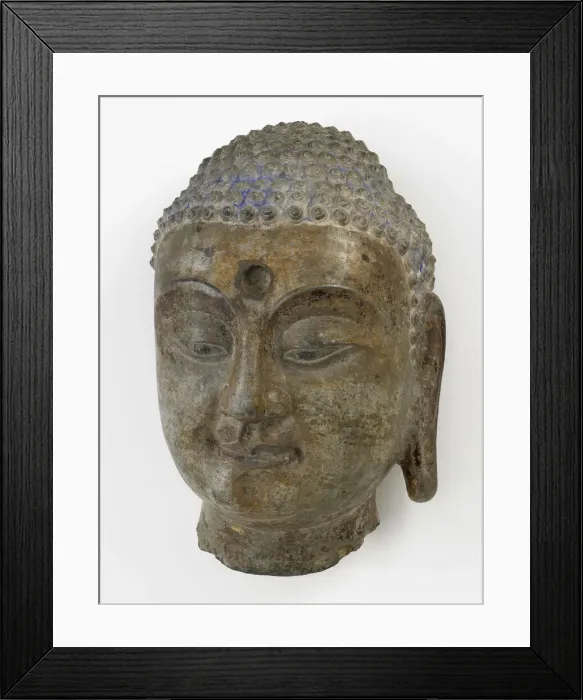 Framed Print : Head of a Buddha, Northern Qi dynasty, 550-577. Creator: Unknown Framed Print : Head of a Buddha, Northern Qi dynasty, 550-577. Creator: Unknown