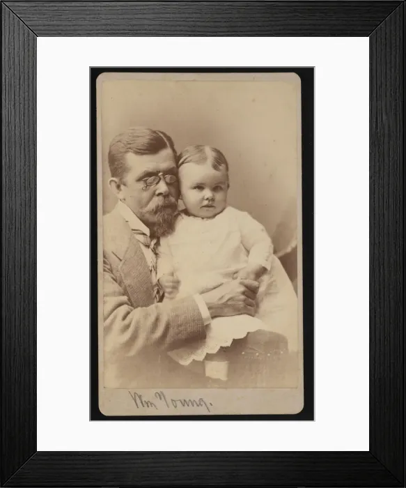 Framed Print : Portrait of William Young and Child, 1879. Creator: Samuel Montague Fassett Framed Print : Portrait of William Young and Child, 1879. Creator: Samuel Montague Fassett