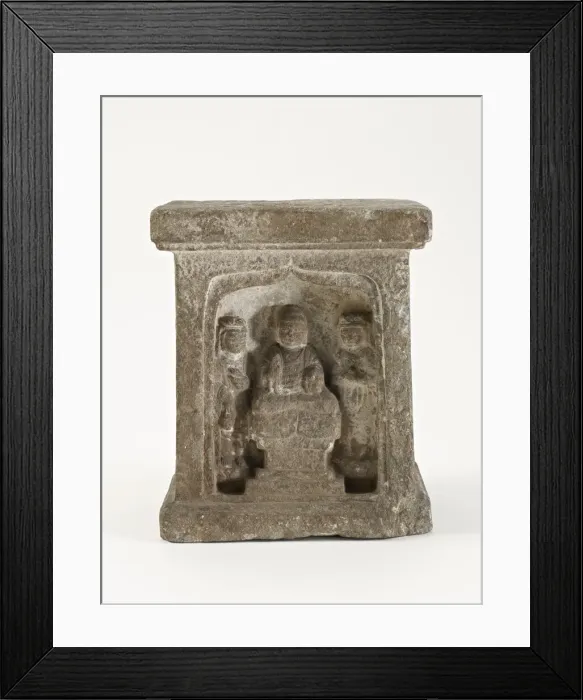 Framed Print : Pedestal with Buddha, bodhisattvas, and monks, Sui dynasty, 581-618. Creator: Unknown