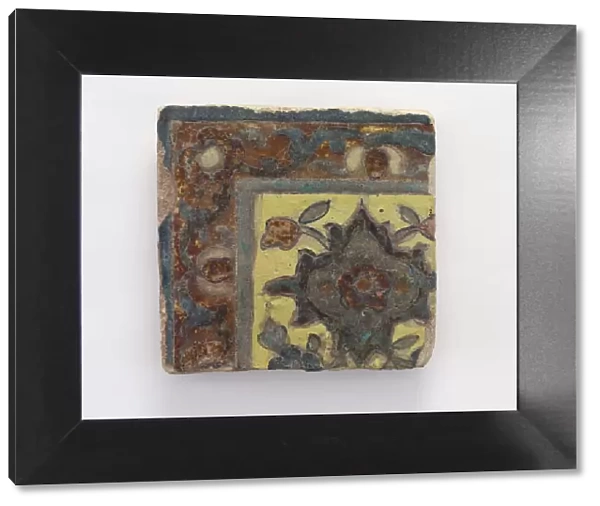 Corner piece tile, Qajar period, 17th century. Creator: Unknown
