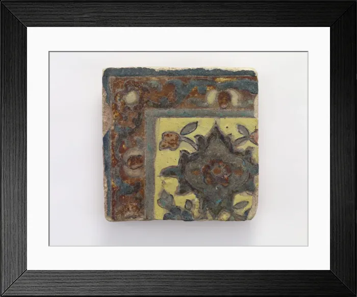 Framed Print : Corner piece tile, Qajar period, 17th century. Creator: Unknown Framed Print : Corner piece tile, Qajar period, 17th century. Creator: Unknown