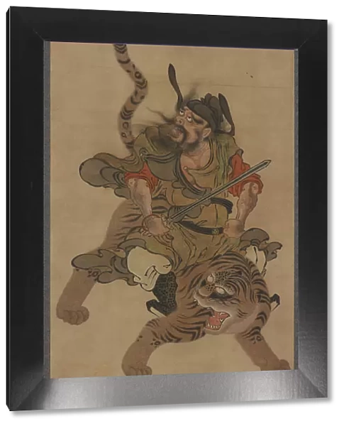 Zhong Kui (Shoki) on a tiger, Edo period, 18th century. Creator: Unknown