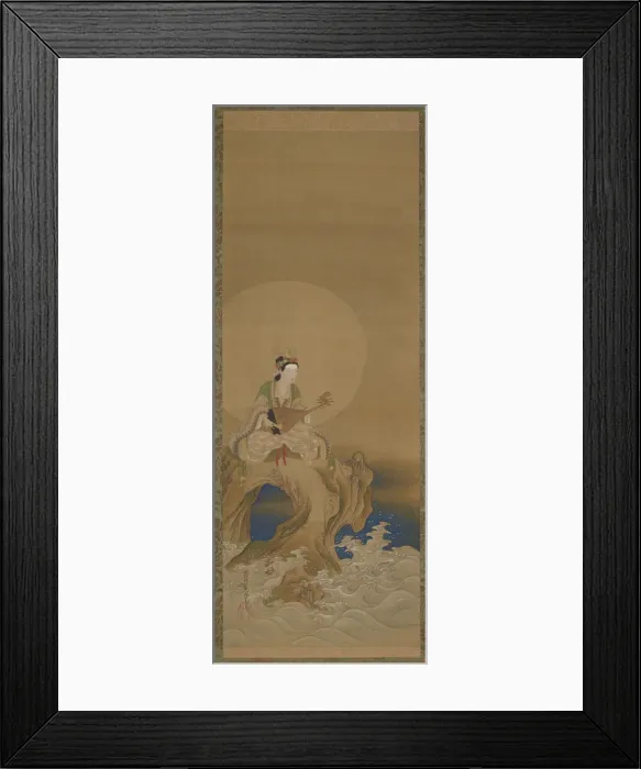 Framed Print : Benten on a rock by the sea, Edo period, (18th century?). Creator: Unknown Framed Print : Benten on a rock by the sea, Edo period, (18th century?). Creator: Unknown