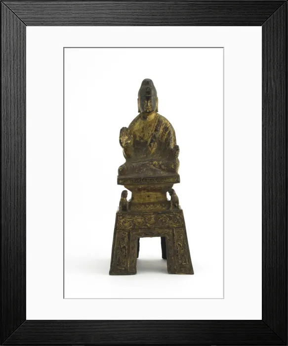 Framed Print : Sakyamuni Buddha seated on a lion throne, Period of Division, ca. 480. Creator: Unknown Framed Print : Sakyamuni Buddha seated on a lion throne, Period of Division, ca. 480. Creator: Unknown