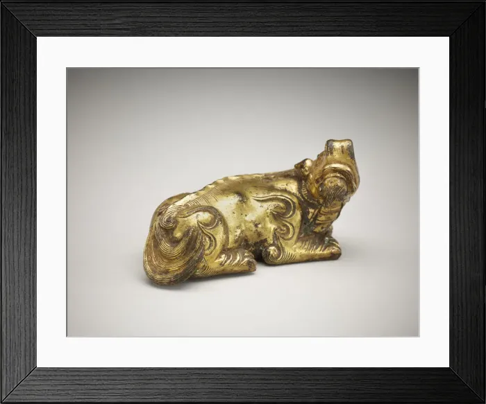 Framed Print : Ornament or weight: a recumbent ch i-lin, Qing dynasty, 18th century. Creator: Unknown Framed Print : Ornament or weight: a recumbent ch i-lin, Qing dynasty, 18th century. Creator: Unknown