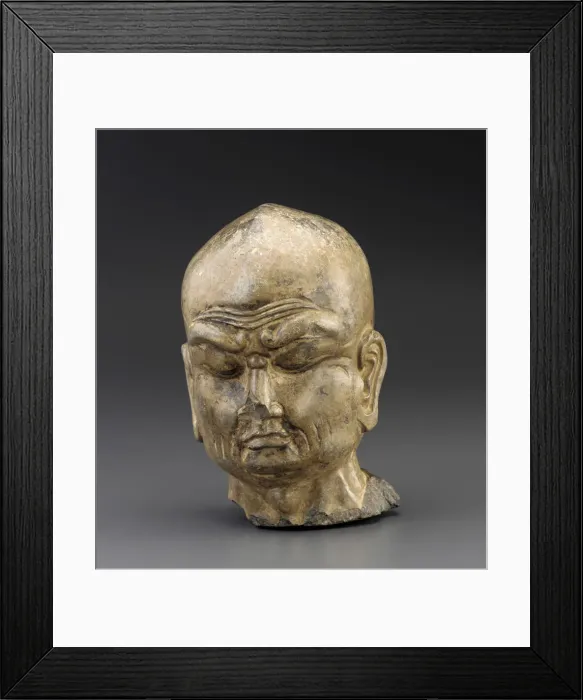 Framed Print : Head of a Luohan, Tang dynasty, ca. 700-750. Creator: Unknown