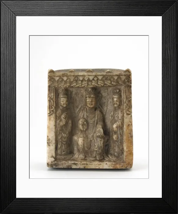 Framed Print : Four-sided miniature stele, Possibly Western Wei dynasty, ca. 550. Creator: Unknown Framed Print : Four-sided miniature stele, Possibly Western Wei dynasty, ca. 550. Creator: Unknown