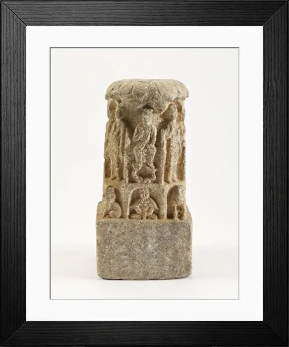 Framed Print : Bodhisattvas with lions and figures, Possibly Sui dynasty, possibly 581-618