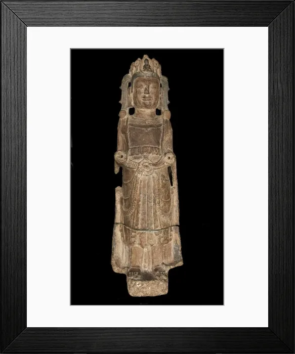 Framed Print : Standing figure of Bodhisattva: both hands missing, and minor injuries Framed Print : Standing figure of Bodhisattva: both hands missing, and minor injuries